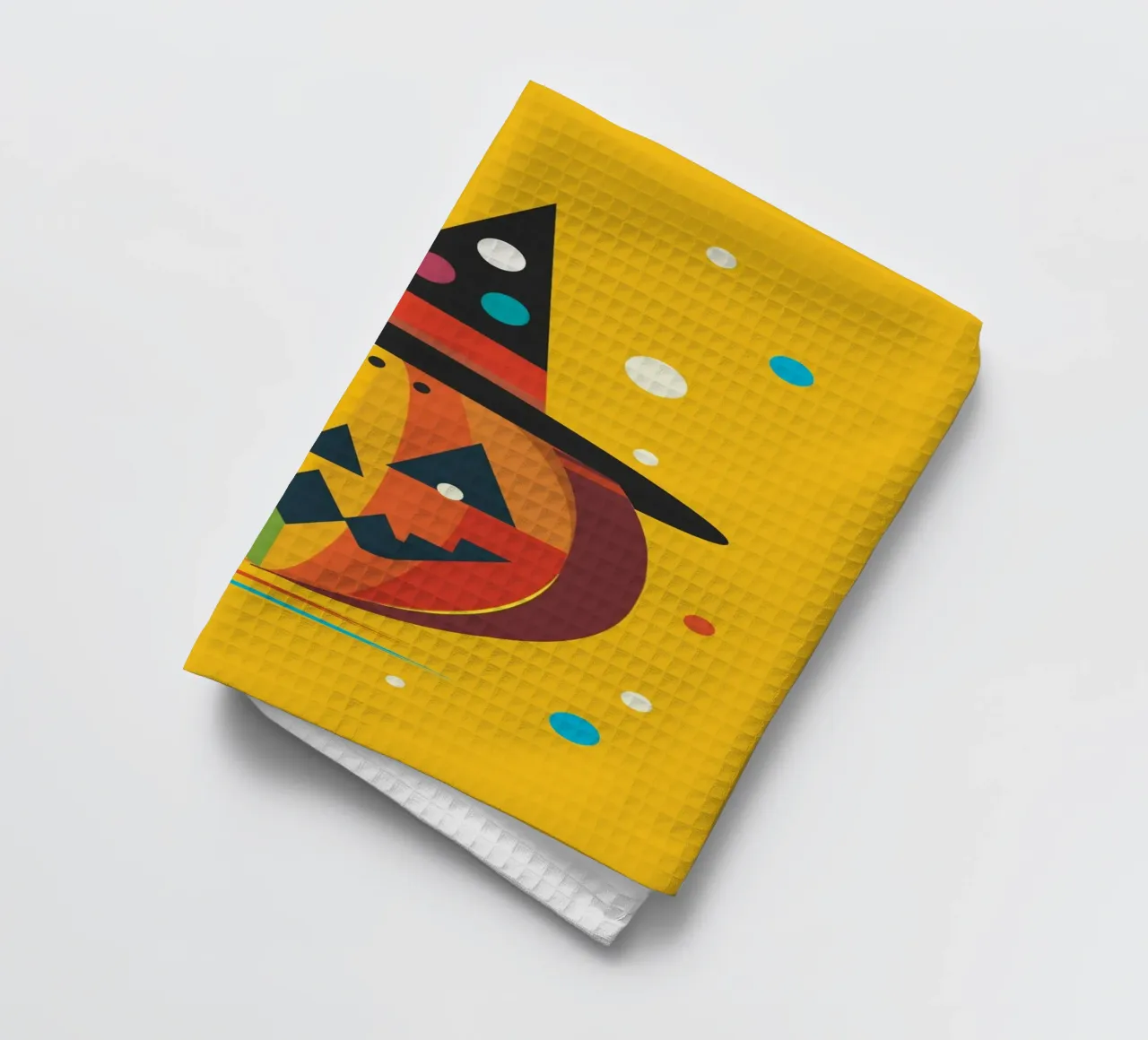 Citrouille colorée d'Halloween avec chapeau de sorcière - motif joyeux torchon de namosh