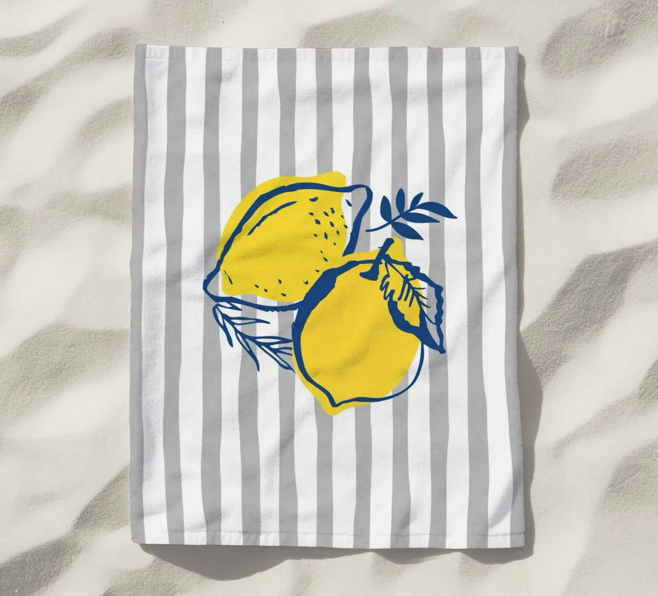 Lemons beach towel by IamHomeStudio