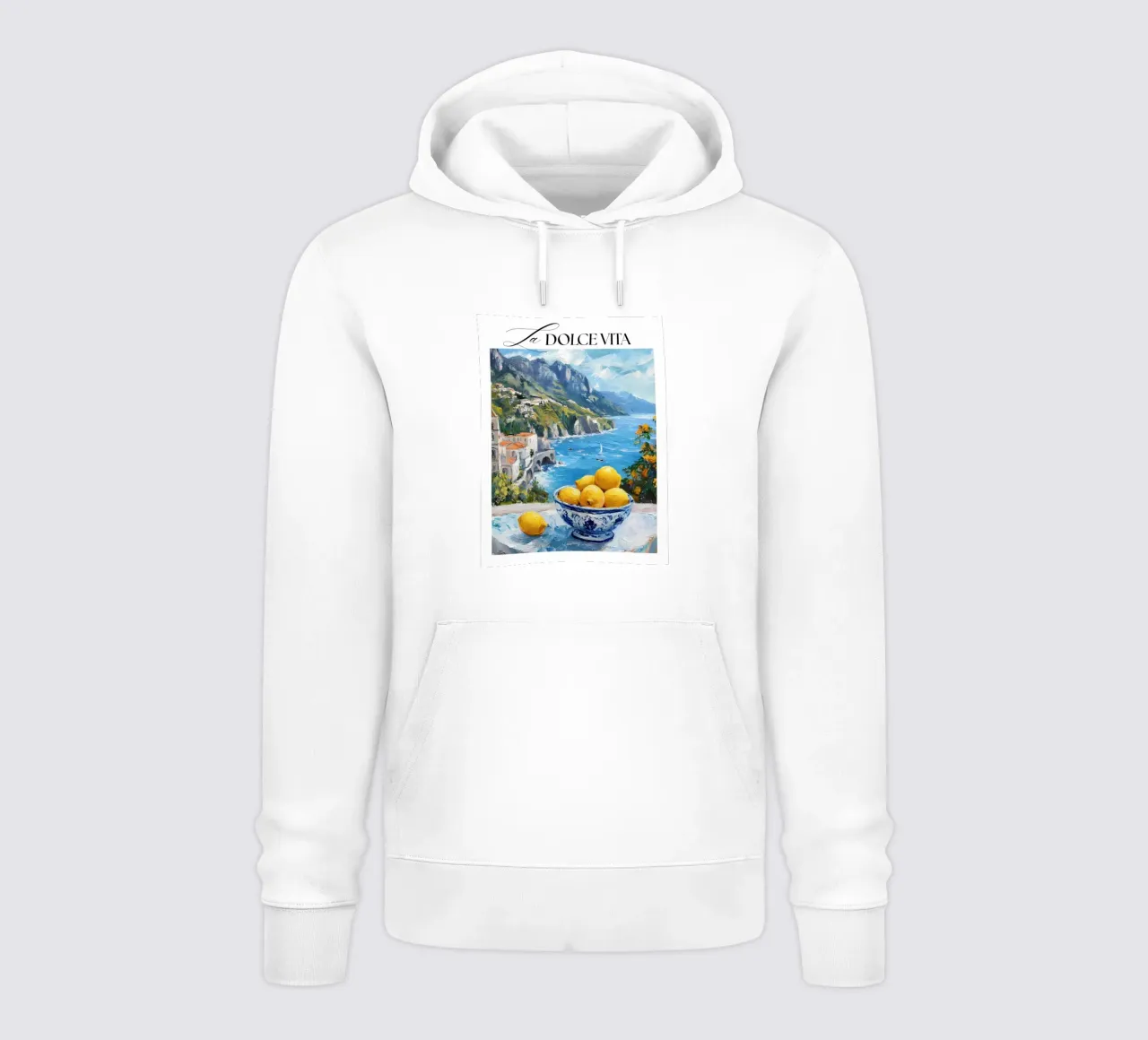 Lemons with Mediterranean view hoodie by IamHomeStudio