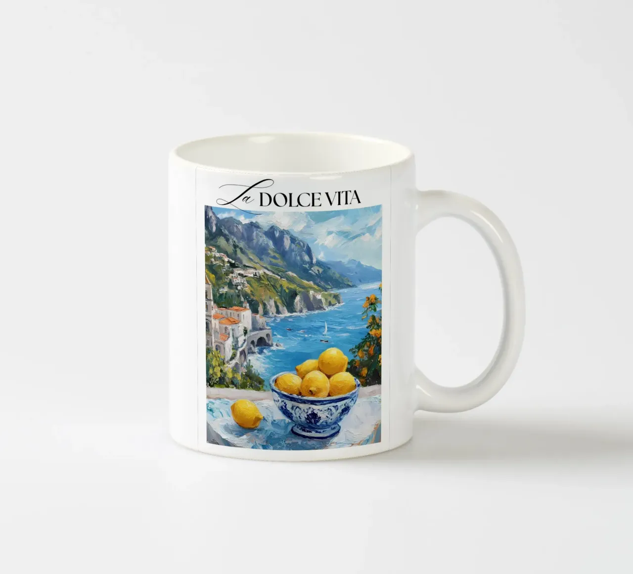 Citrons avec vue sur la Méditerranée mug en céramique de IamHomeStudio