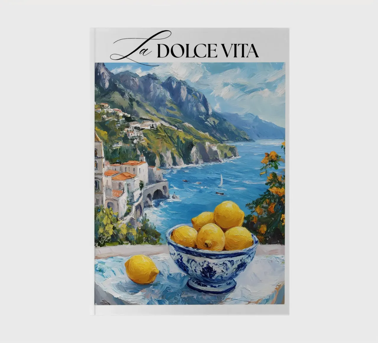 Lemons with Mediterranean view notebook by IamHomeStudio