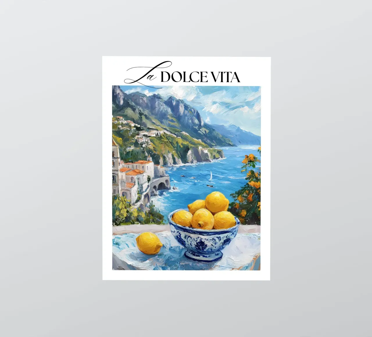 Citrons avec vue sur la Méditerranée autocollant de IamHomeStudio