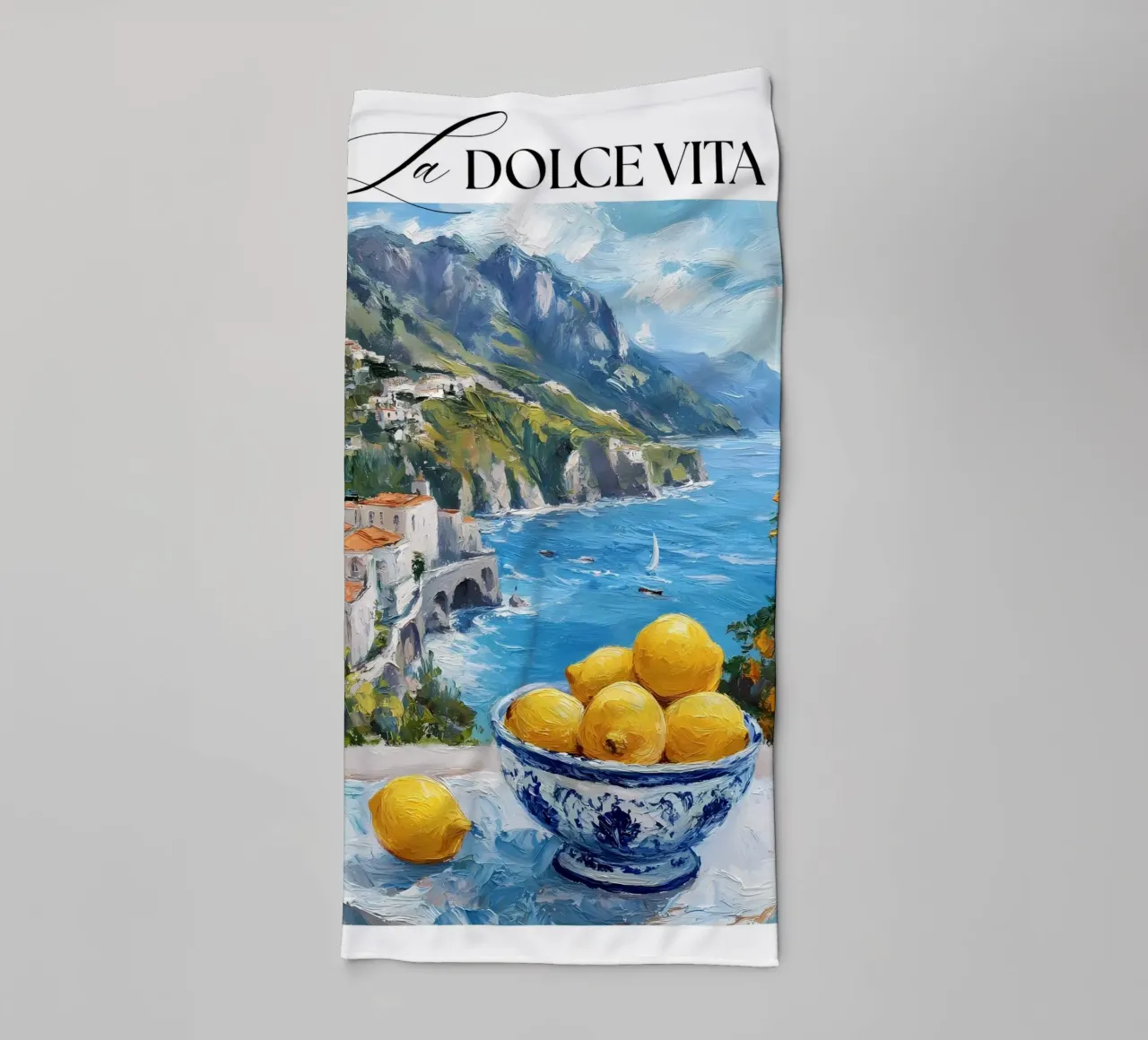 Citrons avec vue sur la Méditerranée serviette de bain de IamHomeStudio