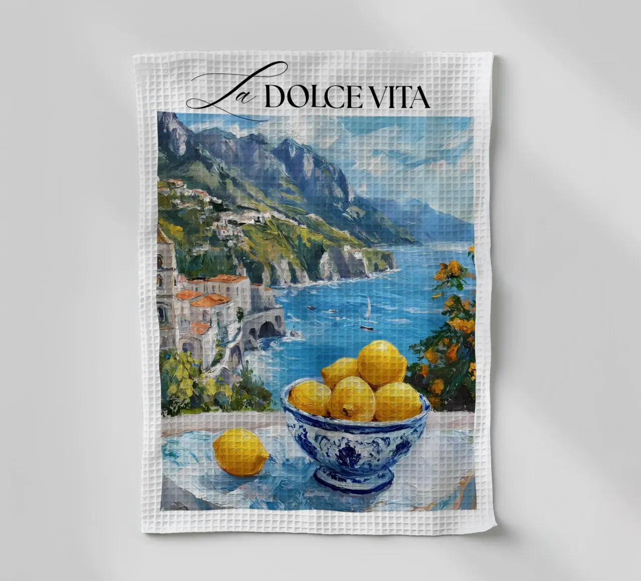Citrons avec vue sur la Méditerranée torchon de IamHomeStudio