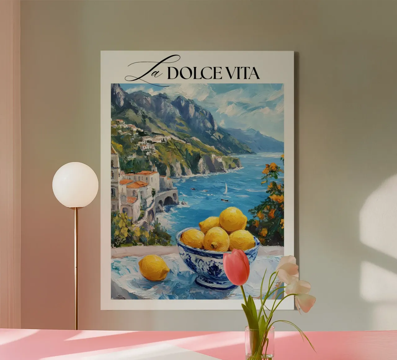 Lemons with Mediterranean view canvas by IamHomeStudio
