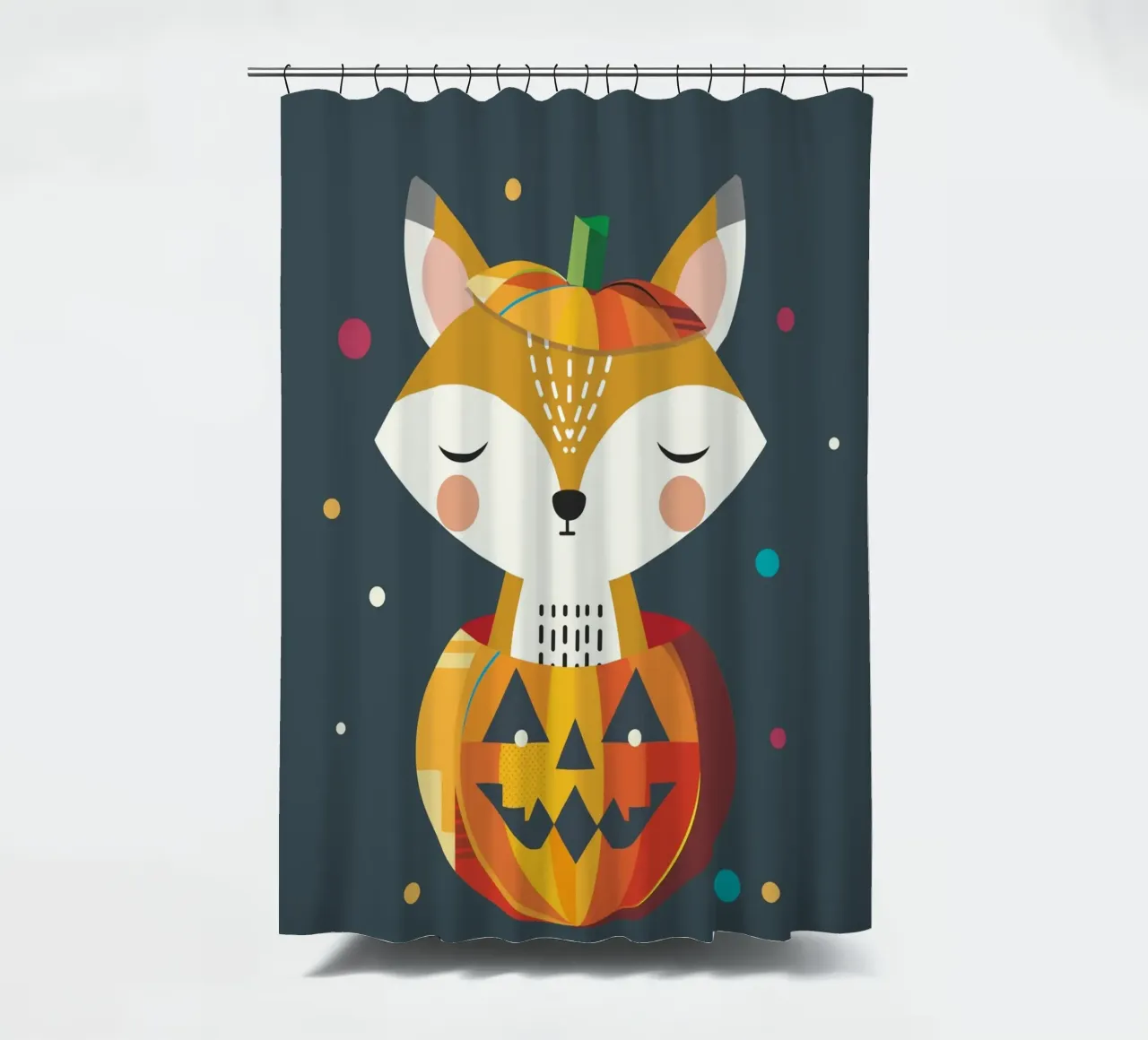 Volpe addormentata in una zucca di Halloween - motivo carino tenda da doccia da namosh