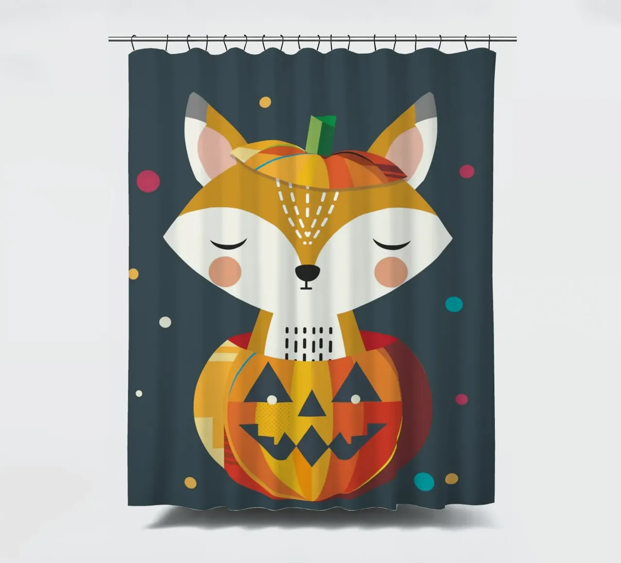 Volpe addormentata in una zucca di Halloween - motivo carino tenda da doccia da namosh