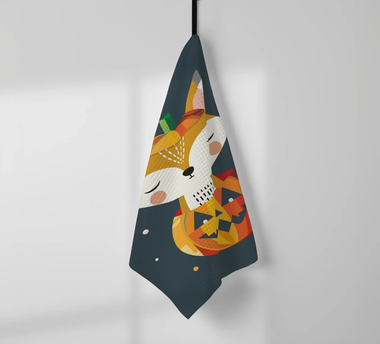 Renard endormi dans une citrouille d'Halloween - Motif mignon torchon de namosh