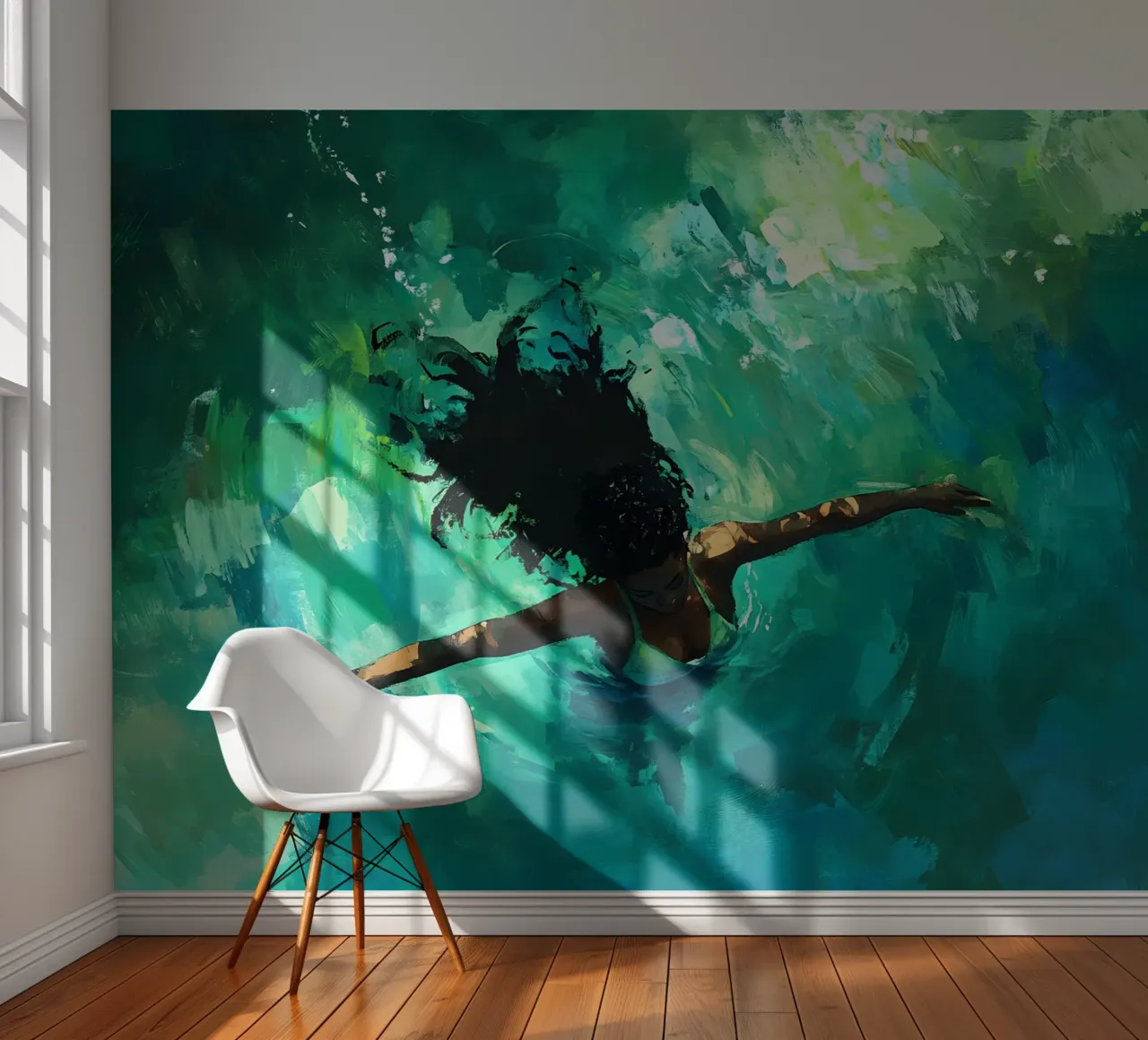 Mujer en la piscina papel para pared de IamHomeStudio