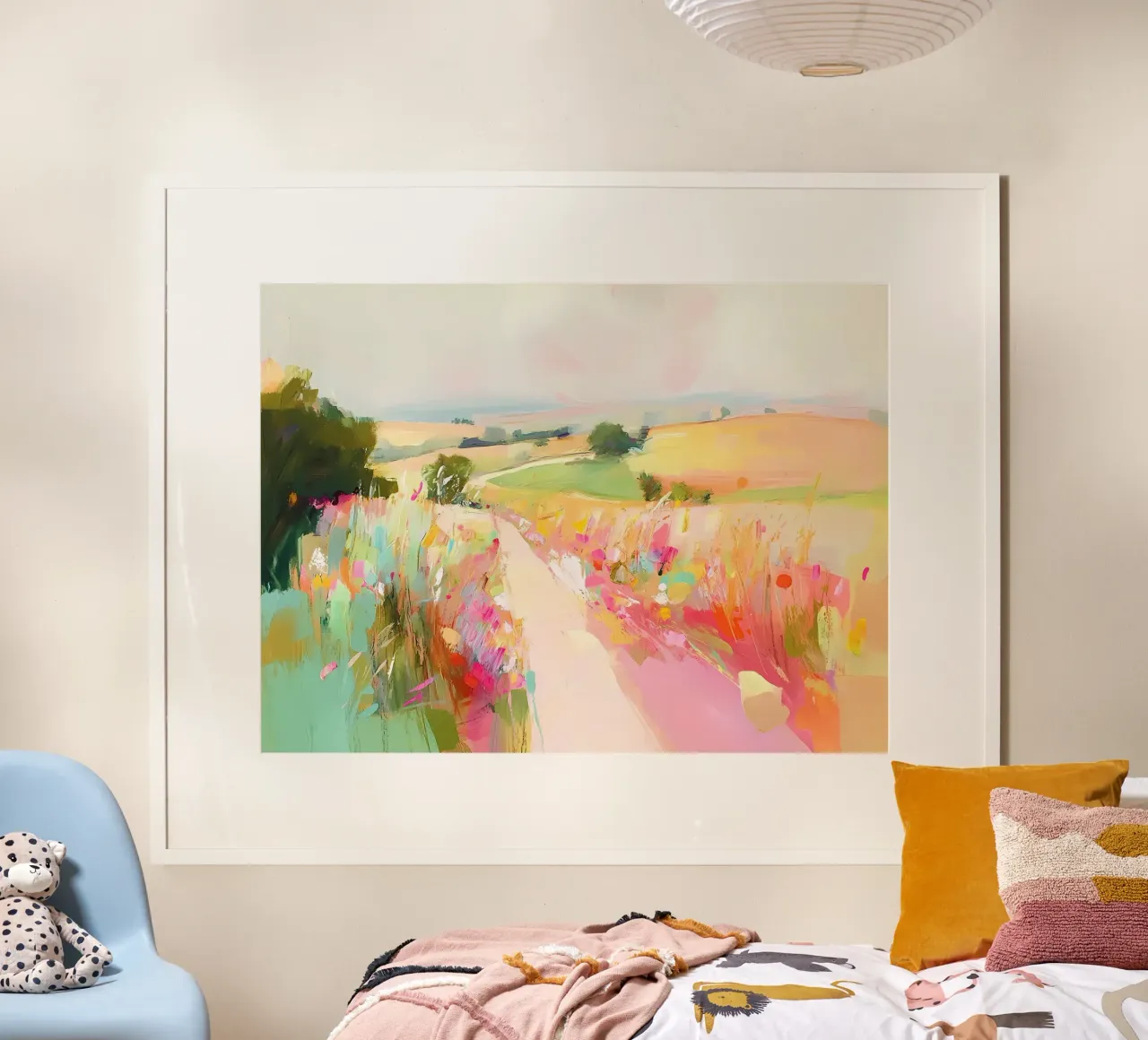 Paese Paesaggio colorato poster con telaio in alluminio da IamHomeStudio