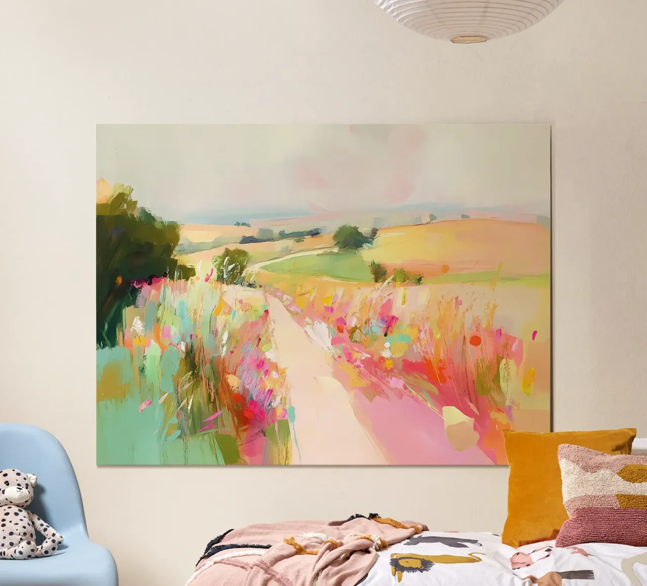 Paese Paesaggio colorato poster con telaio in alluminio da IamHomeStudio