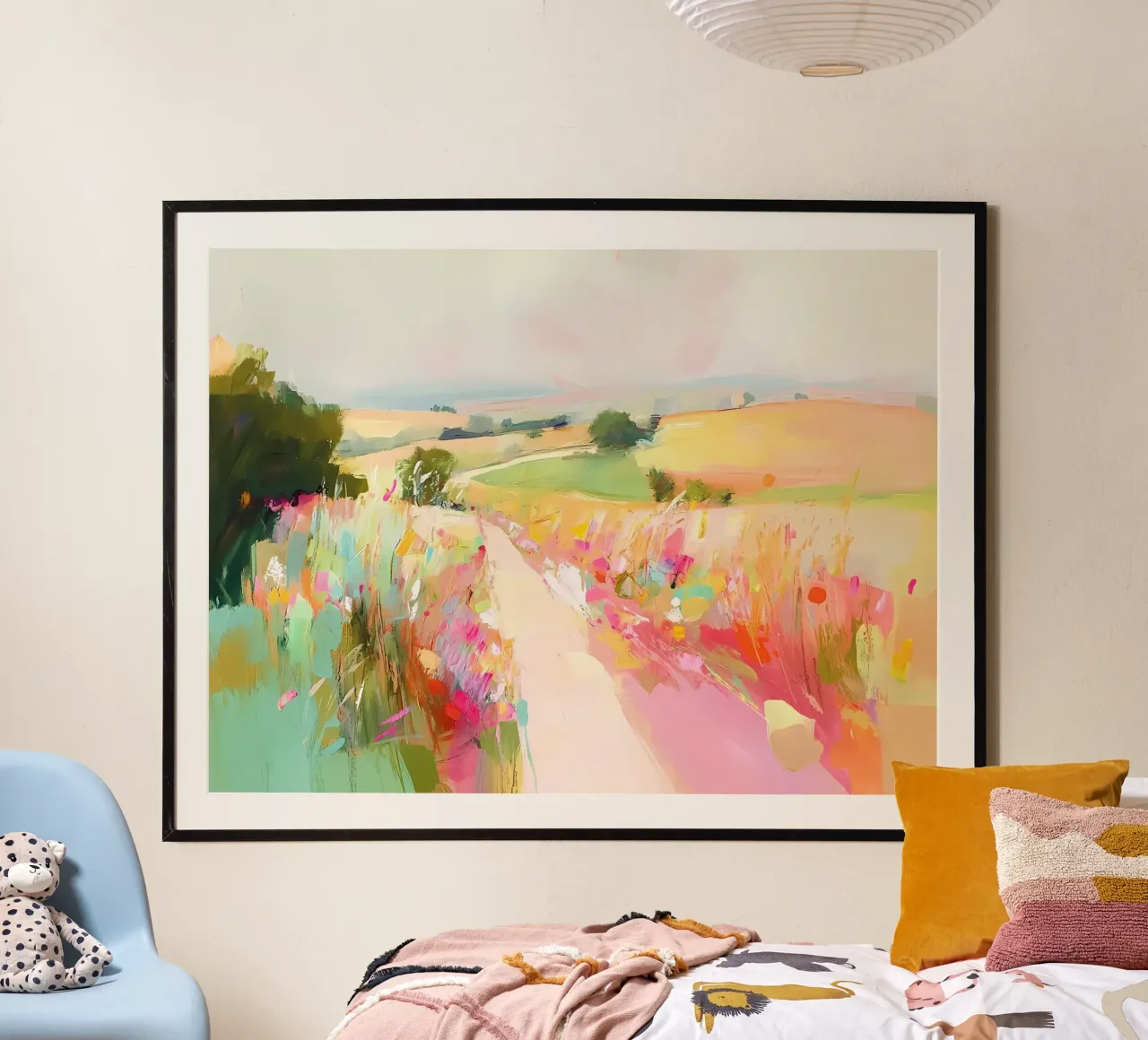 Paese Paesaggio colorato poster con telaio in alluminio da IamHomeStudio