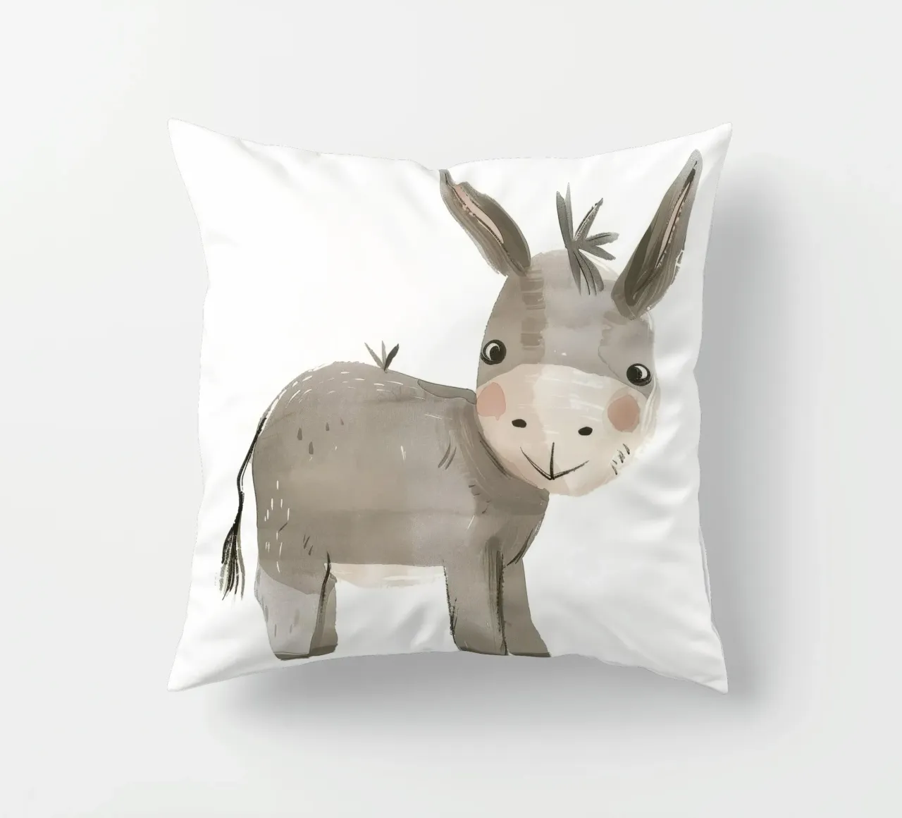 Illustrazione di un asino grigio sorridente cuscino da DesignDoodle