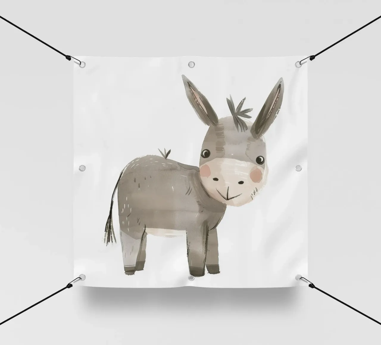 Illustrazione di un asino grigio sorridente telo in pvc da DesignDoodle