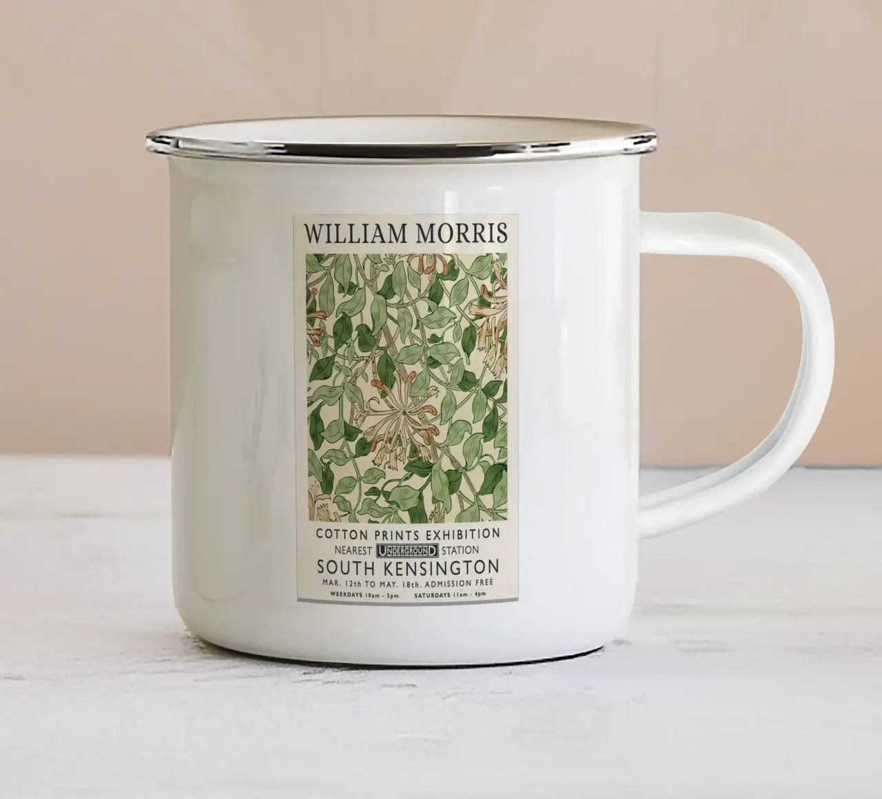 william morris-honysuckle fiore con foglie intrecciate tazza in smalto da william art