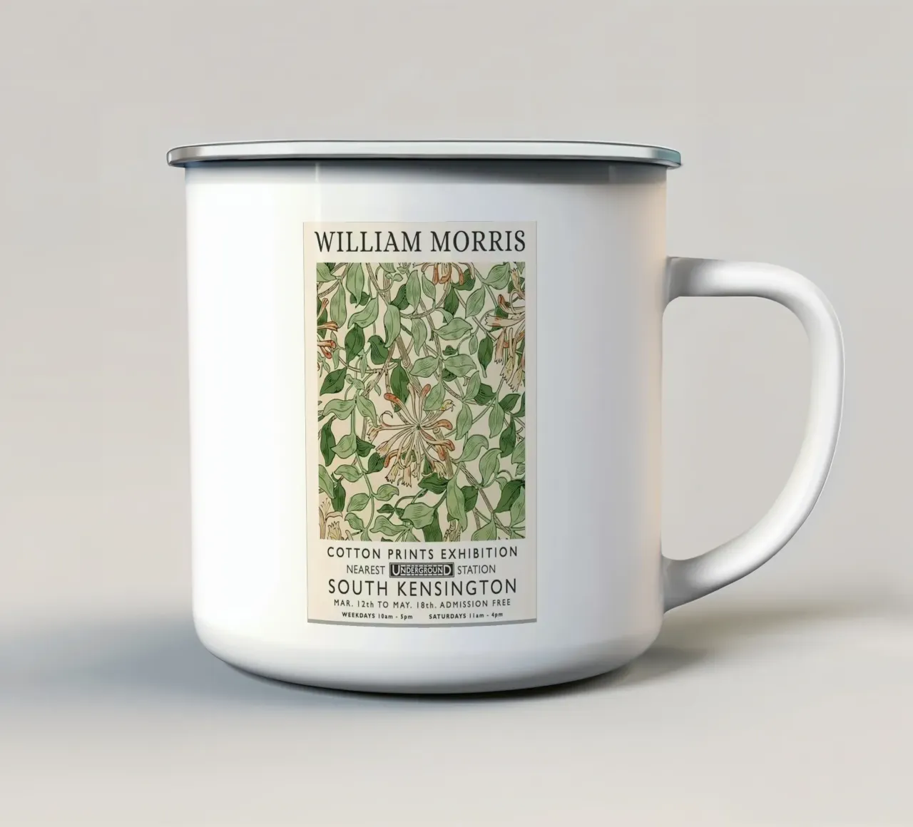 william morris-honysuckle fiore con foglie intrecciate tazza in smalto da william art