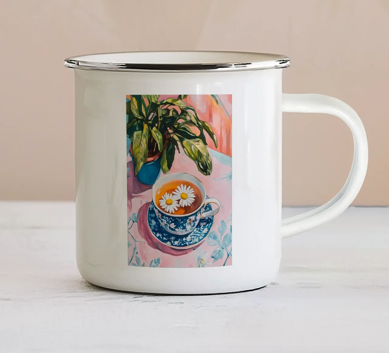 Daisy thee emaille mok van IamHomeStudio