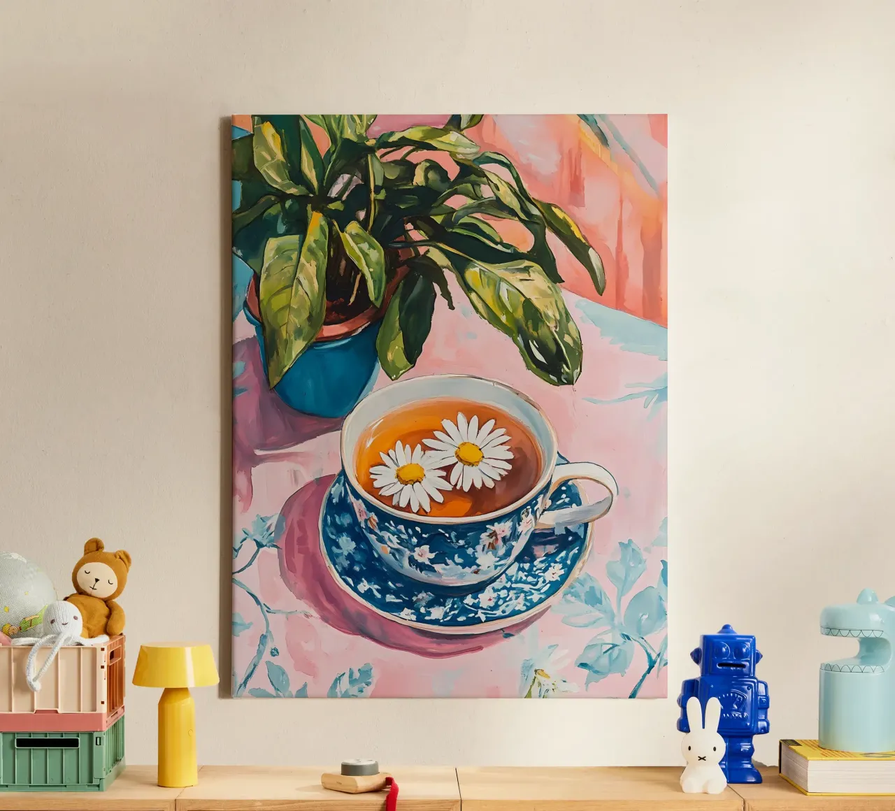 Daisy Tea canvas by IamHomeStudio
