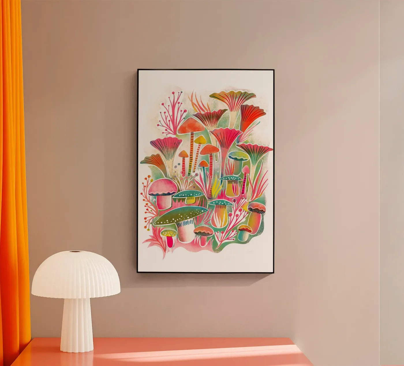 Mushrooms Forest Screenprint acrylic glass by MiraParadies