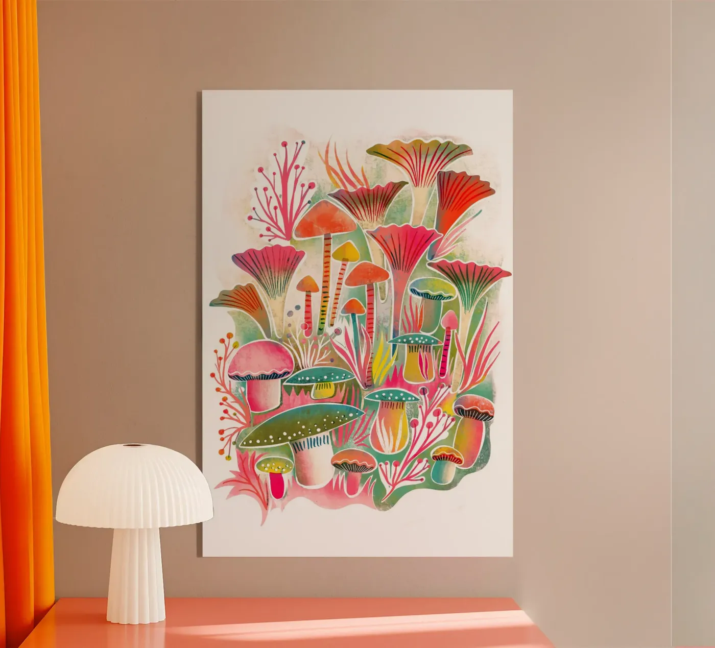 Mushrooms Forest Screenprint acrylic glass by MiraParadies