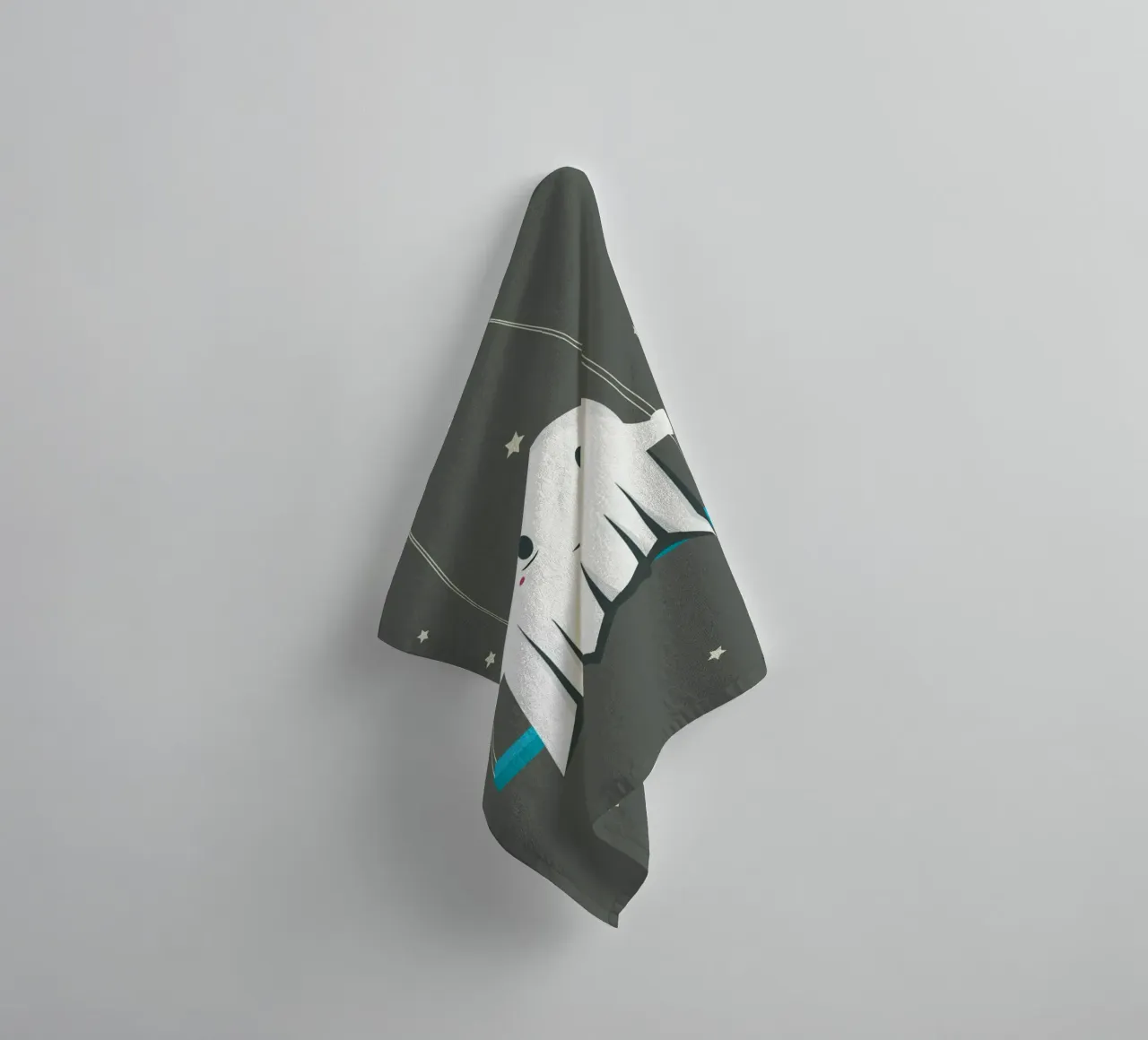 Smiling ghost on the swing - Playful Halloween towel by namosh
