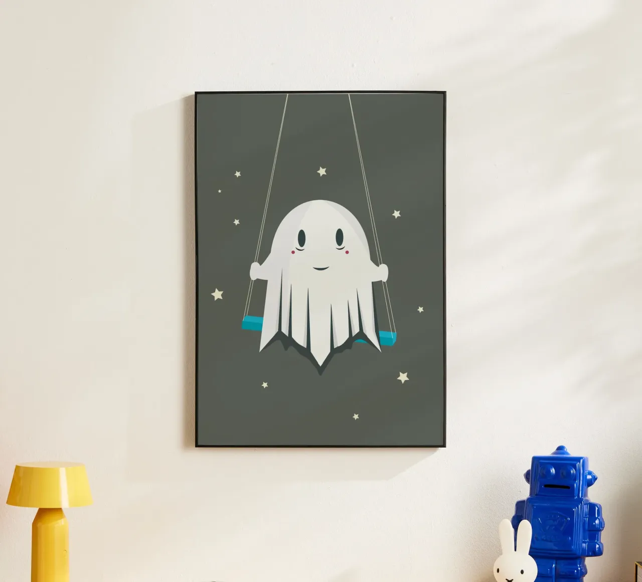 Fantasma sonriente en el columpio - Halloween lúdico placa de forex de namosh