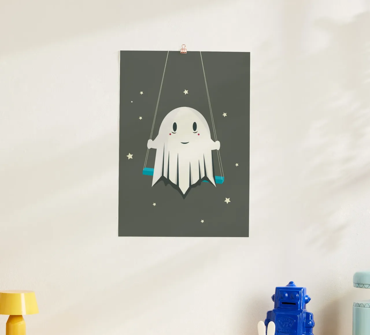 Smiling ghost on the swing - Playful Halloween hahnemühle by namosh