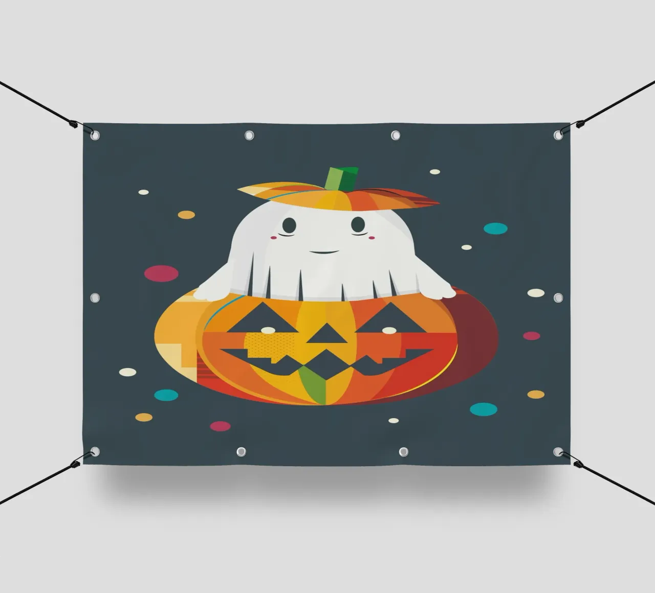Allegro fantasma di Halloween in una zucca - motivo autunnale colorato telo in pvc da namosh