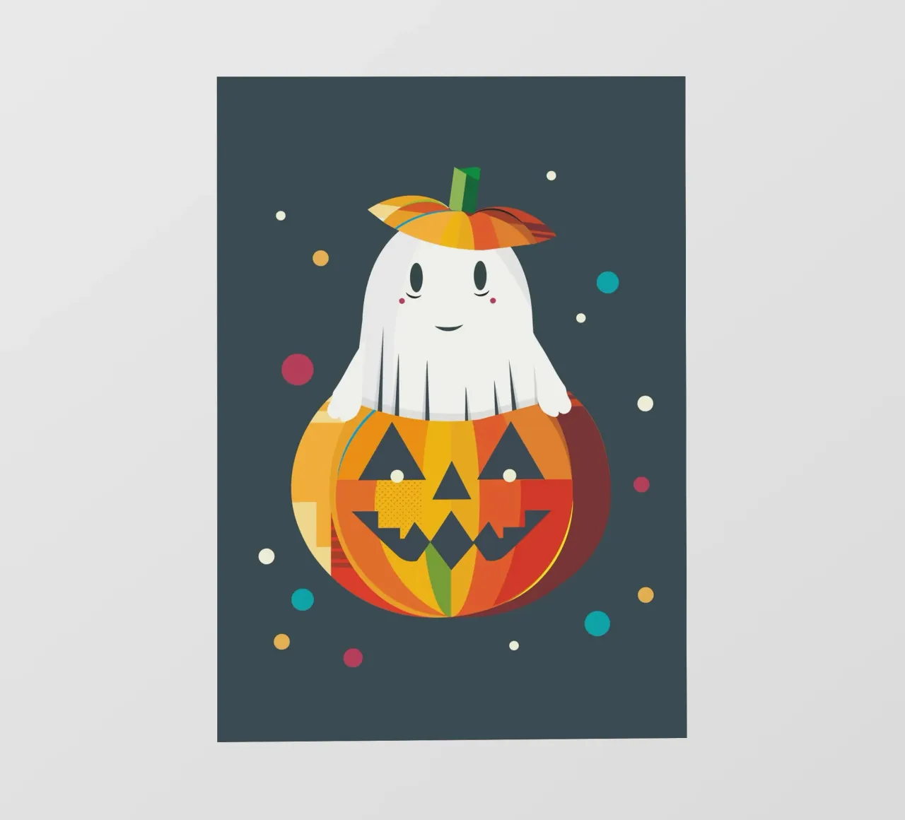 Allegro fantasma di Halloween in una zucca - motivo autunnale colorato telo in pvc da namosh