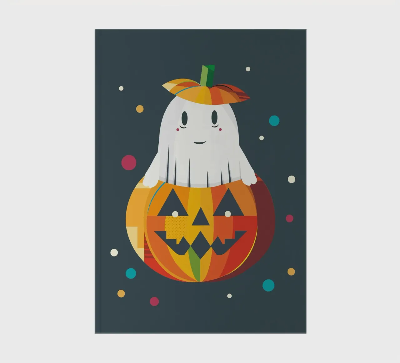 Joyeux fantôme d'Halloween dans une citrouille - Motif automnal coloré carnet de notes de namosh