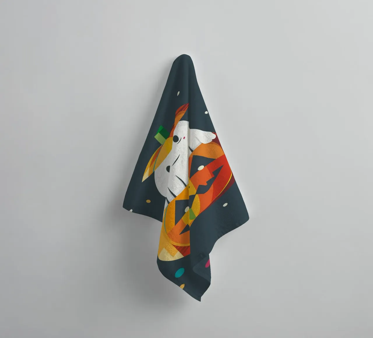 Joyeux fantôme d'Halloween dans une citrouille - Motif automnal coloré serviette de bain de namosh