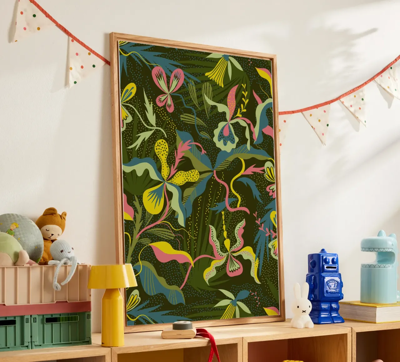 Colorful Flowers And Leaves acrylic glass by MiraParadies