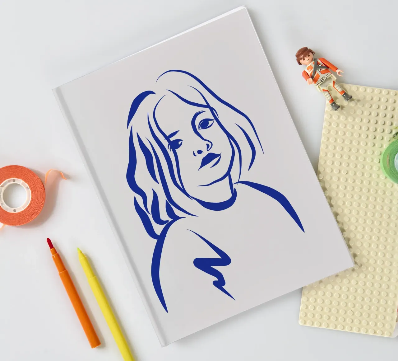 Line art portrait 1 notebook by Little Dean