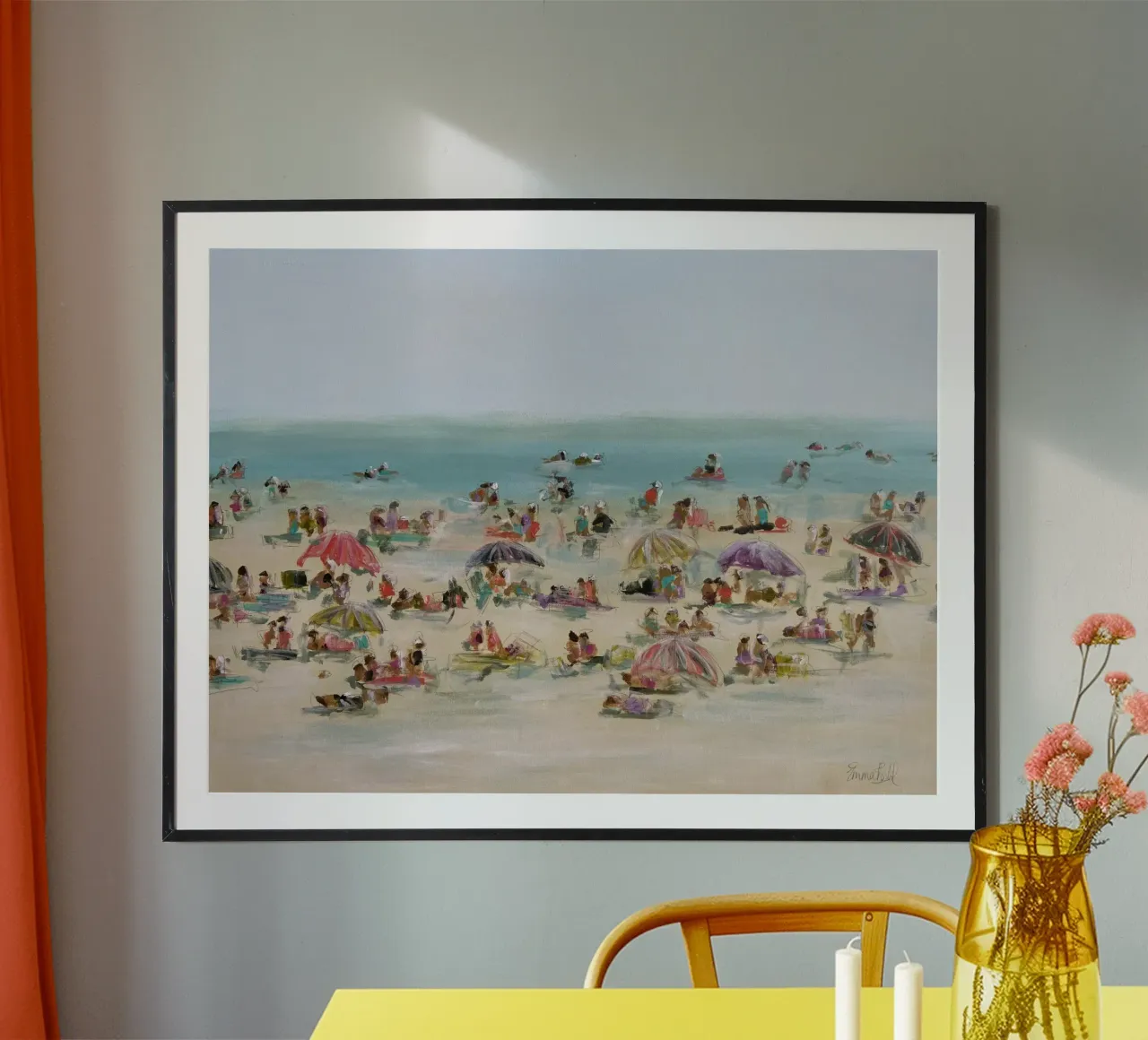 Scena di spiaggia impressionista carta hahnemühle da Emma Bell