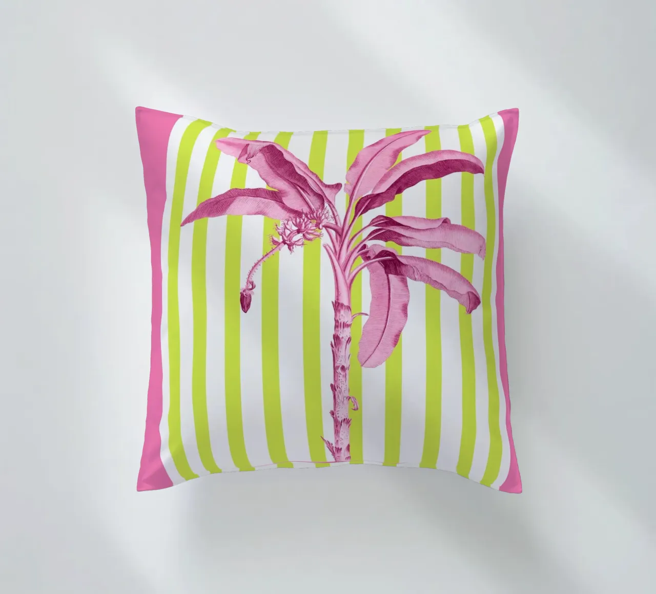 Neon Green and Pink Palm Tree Maximalist Art cuscino da GraceDigitalArtCo