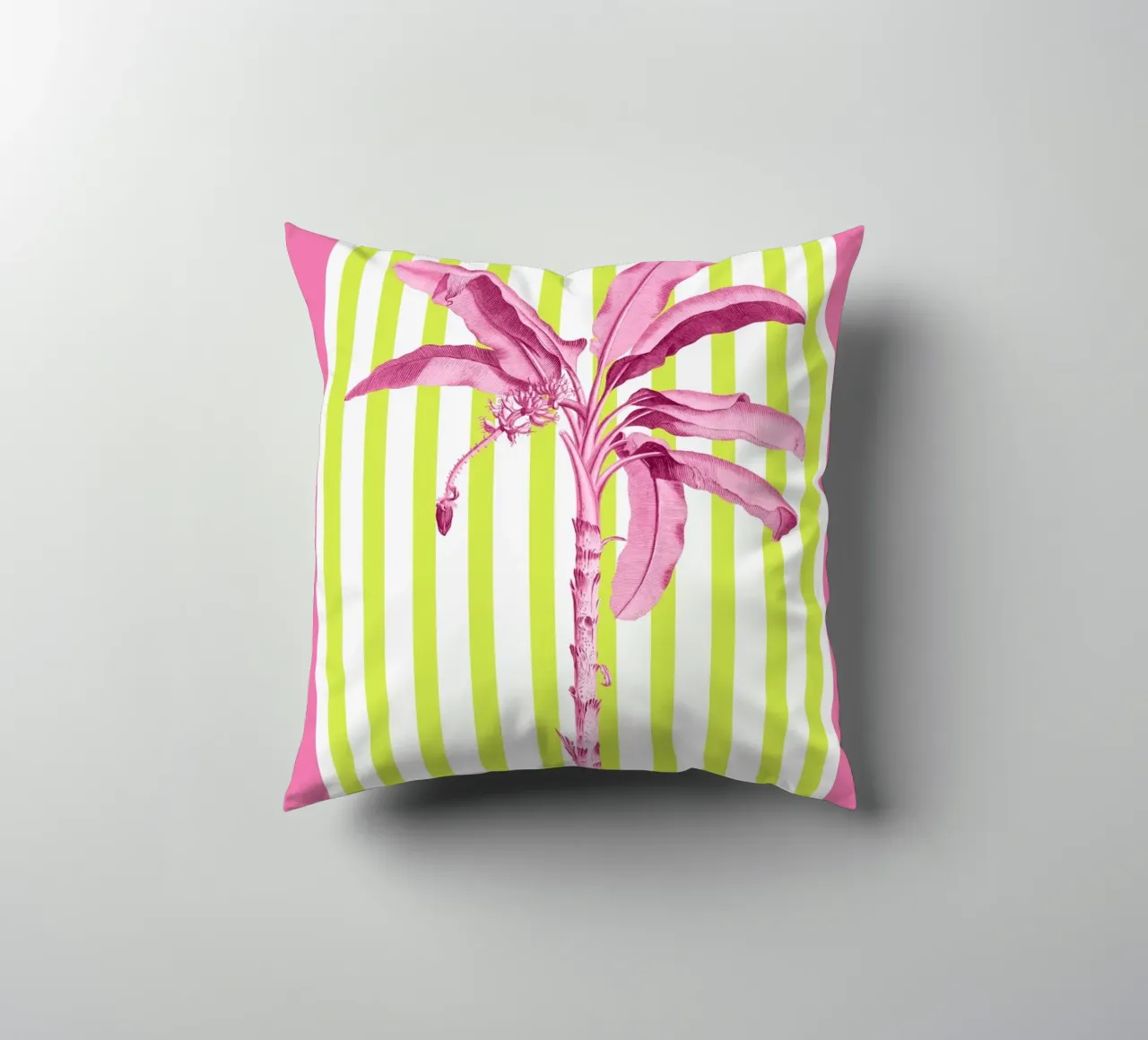 Neon Green and Pink Palm Tree Maximalist Art cuscino da GraceDigitalArtCo