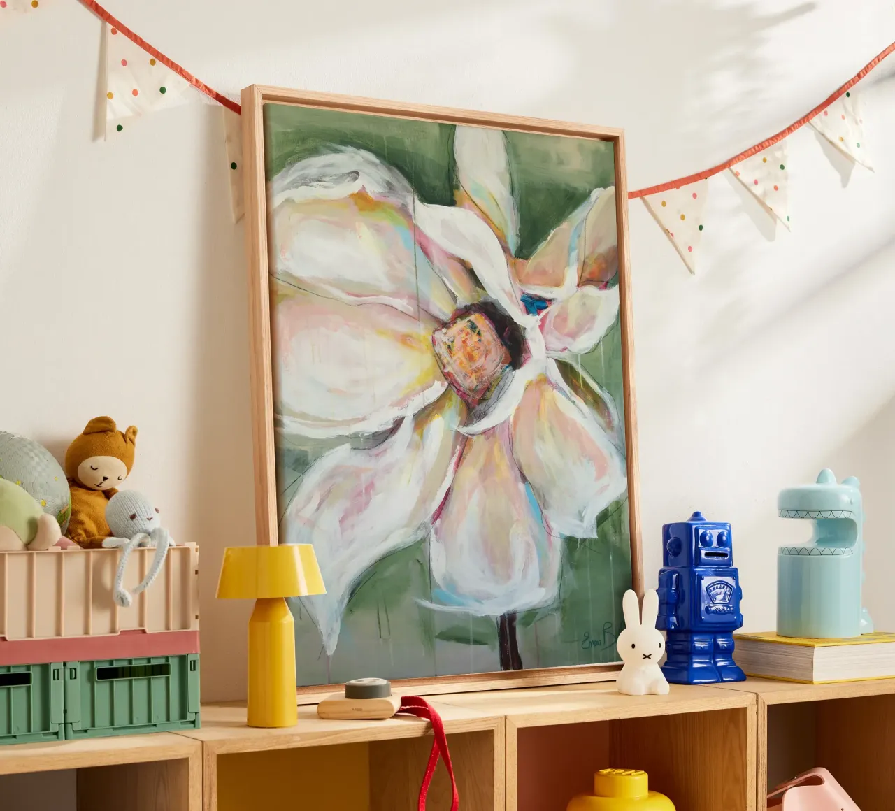 Roze magnolia canvas met Baklijst van Emma Bell