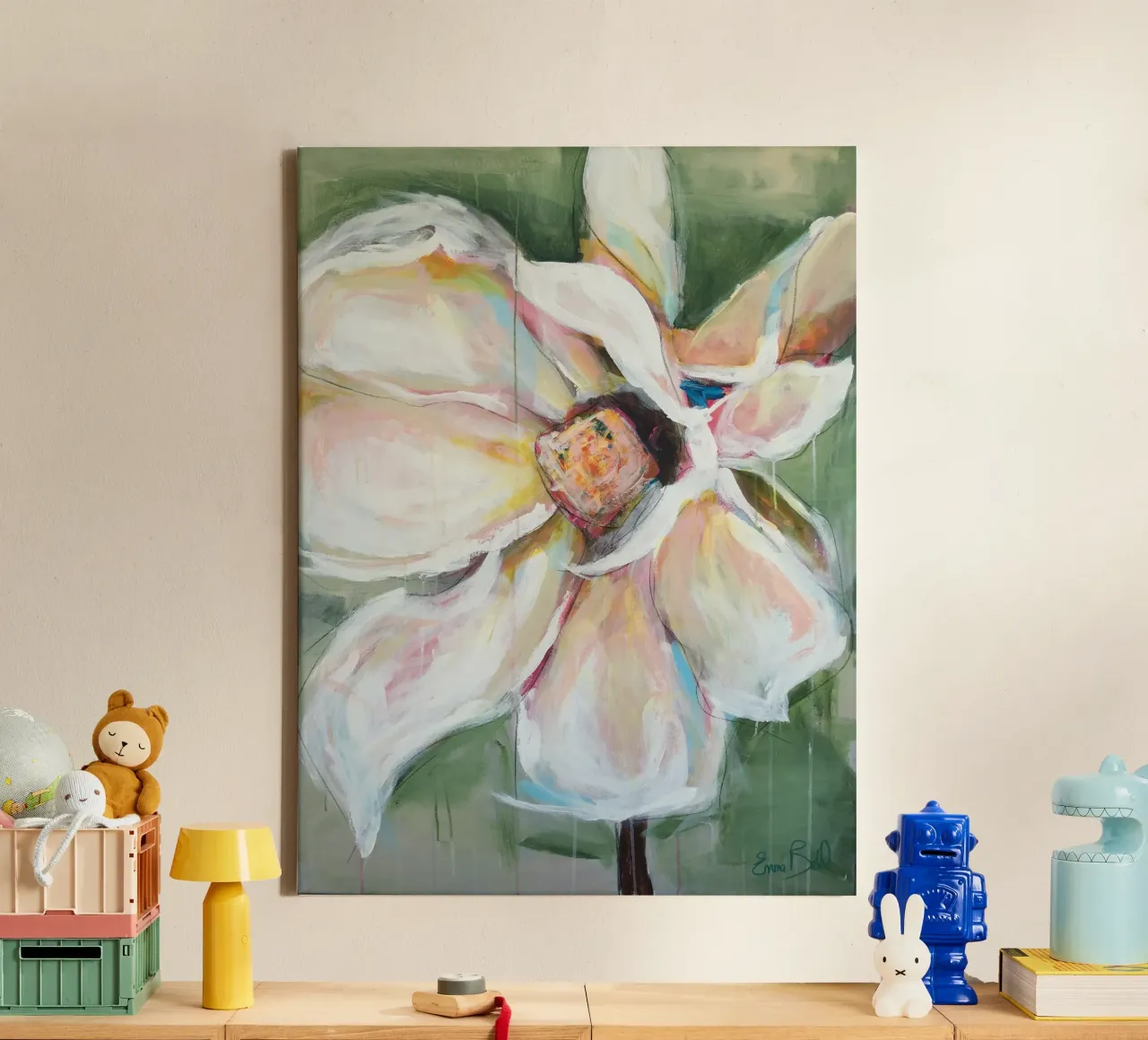 Roze magnolia canvas met Baklijst van Emma Bell