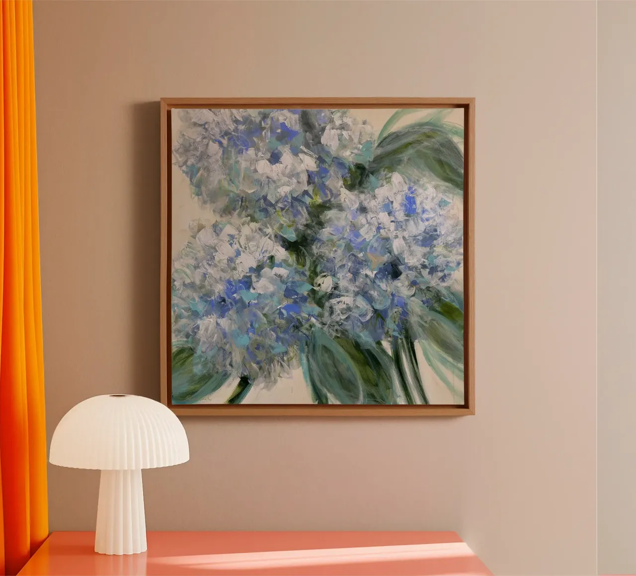 Bouquet blu vibrante tela con Cornice a cassetta da Emma Bell