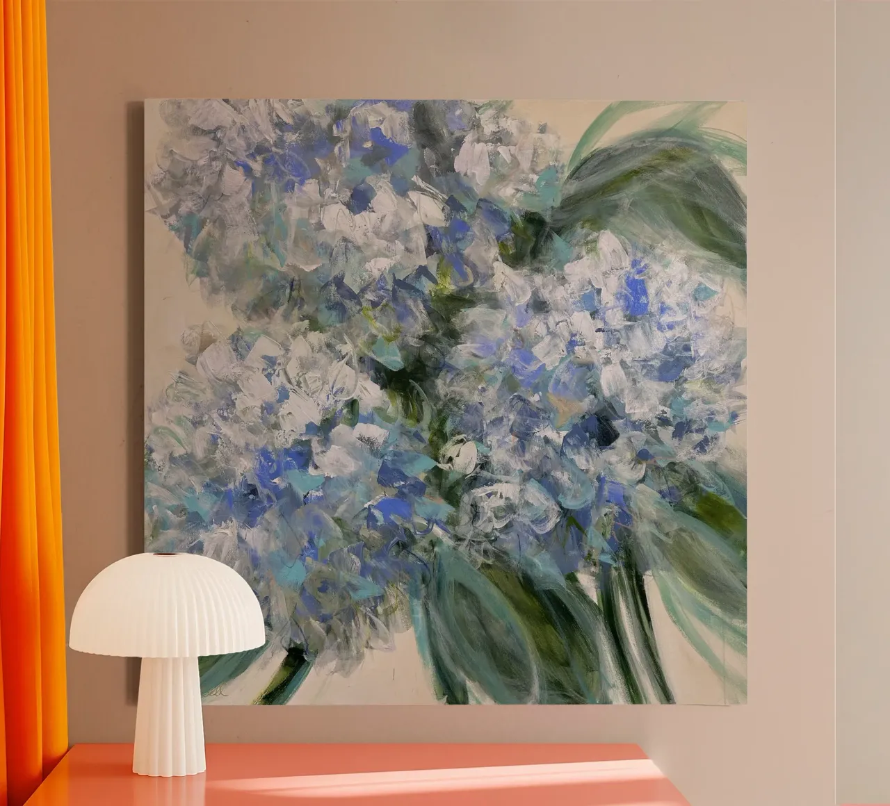 Bouquet blu vibrante tela con Cornice a cassetta da Emma Bell