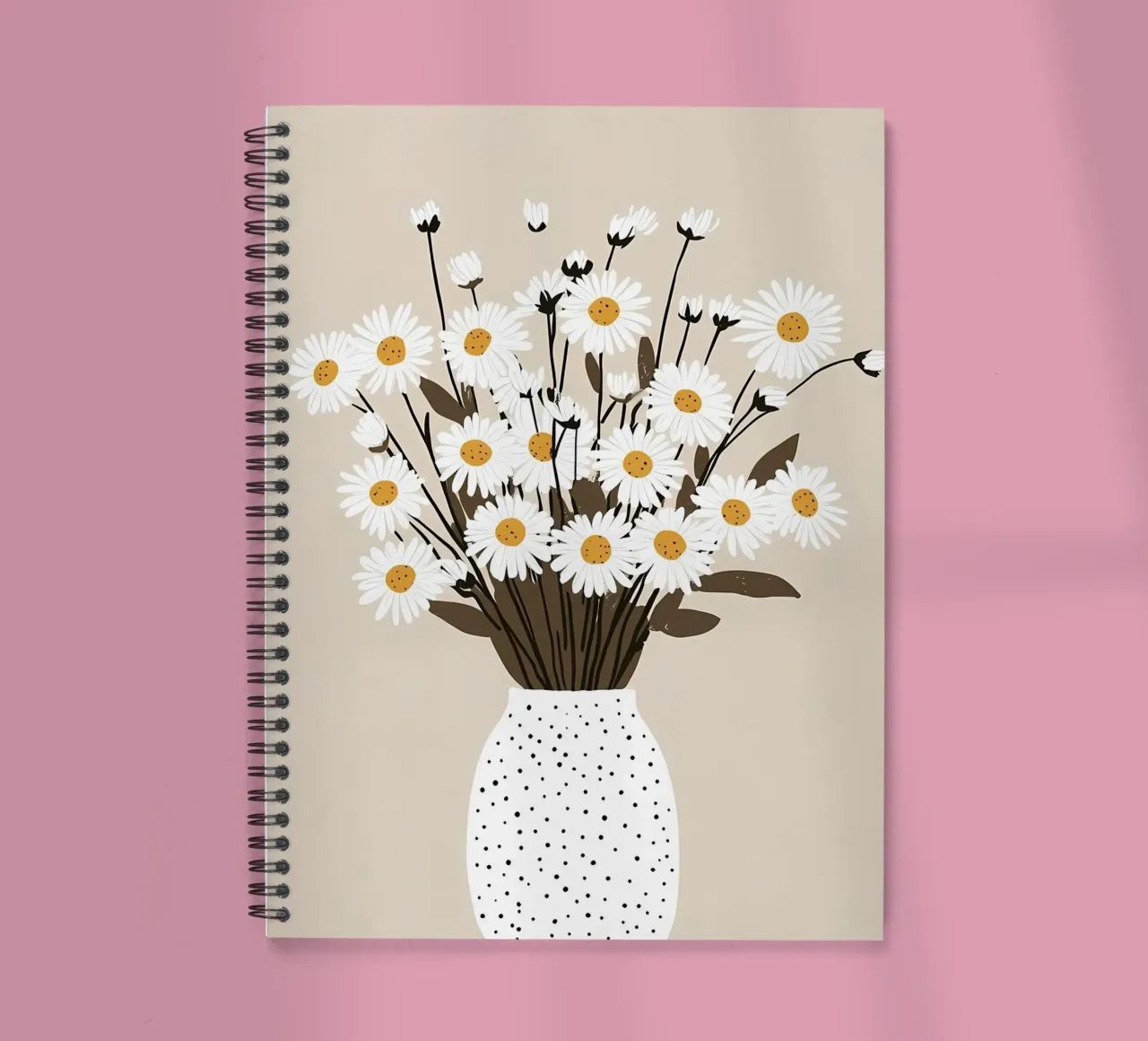 Daisies in vase spiral notebook by IamHomeStudio