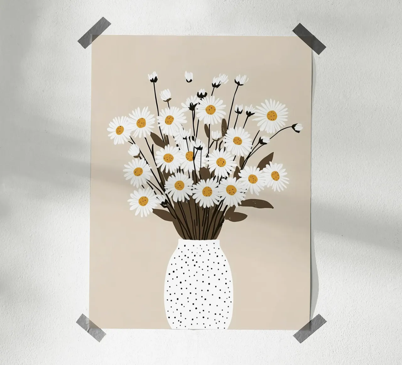 Margherite in vaso carta hahnemühle da IamHomeStudio