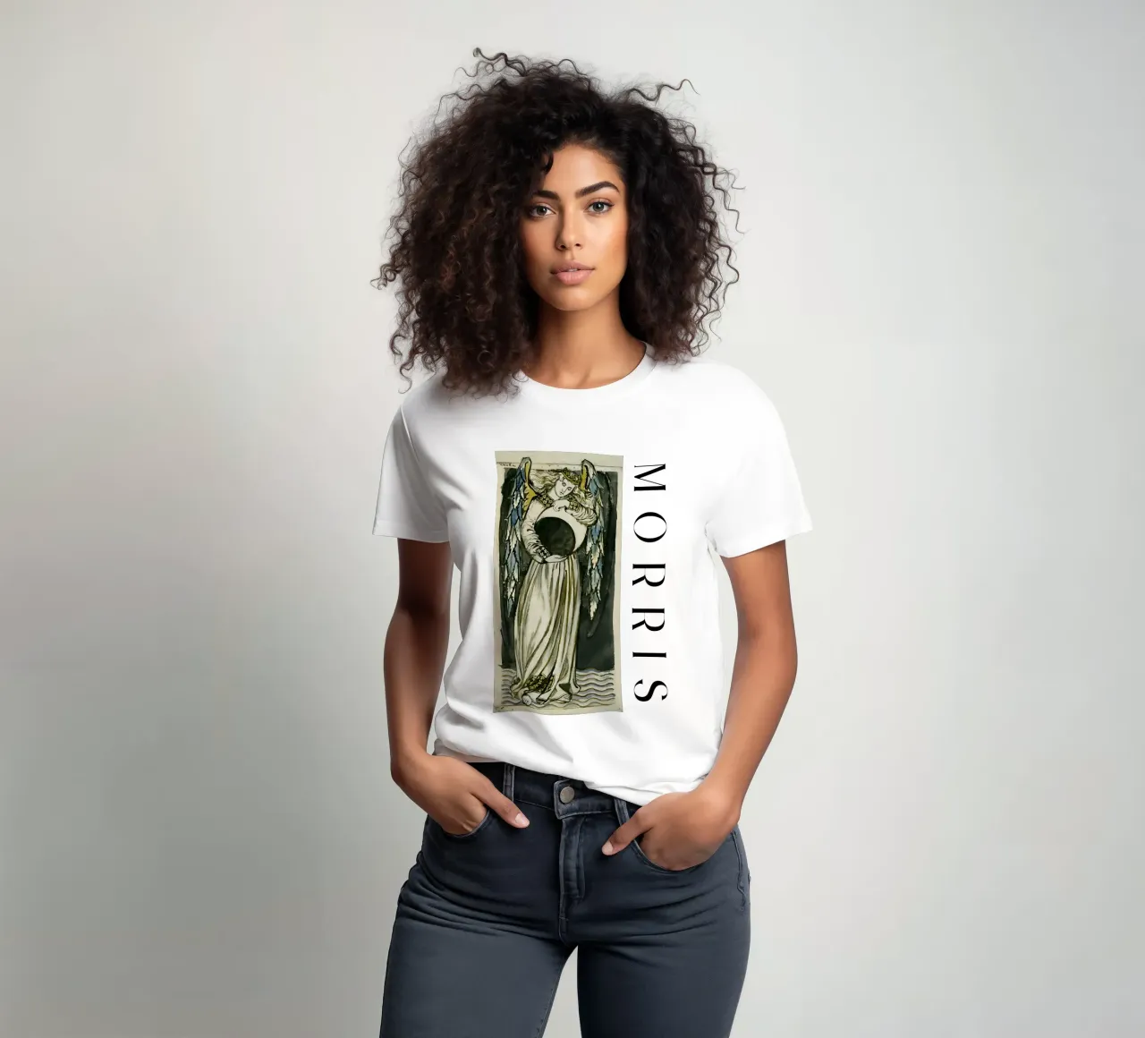Angelo notturno con in mano una luna calante di William Morris t-shirt da careytowne1