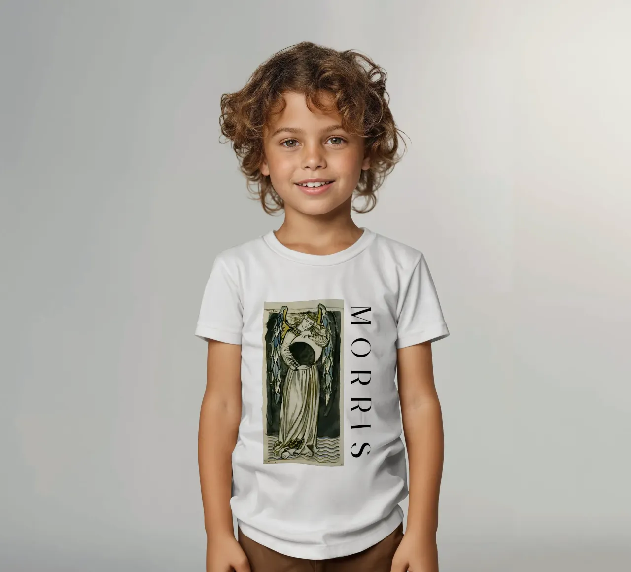 Angelo notturno con in mano una luna calante di William Morris t-shirt bambini da careytowne1