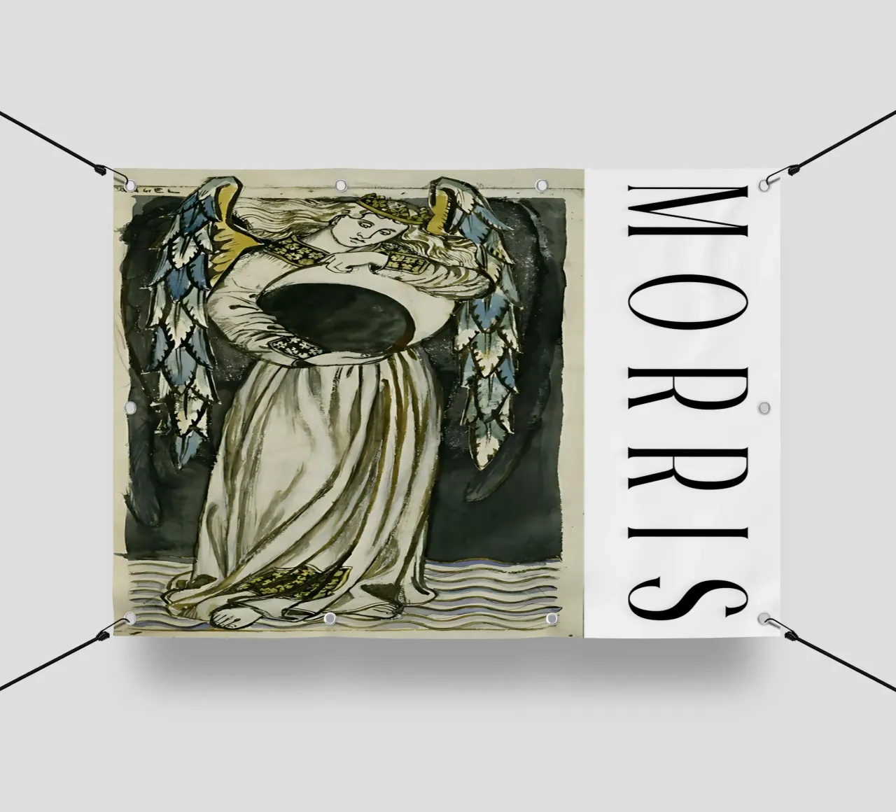 Angelo notturno con in mano una luna calante di William Morris telo in pvc da careytowne1