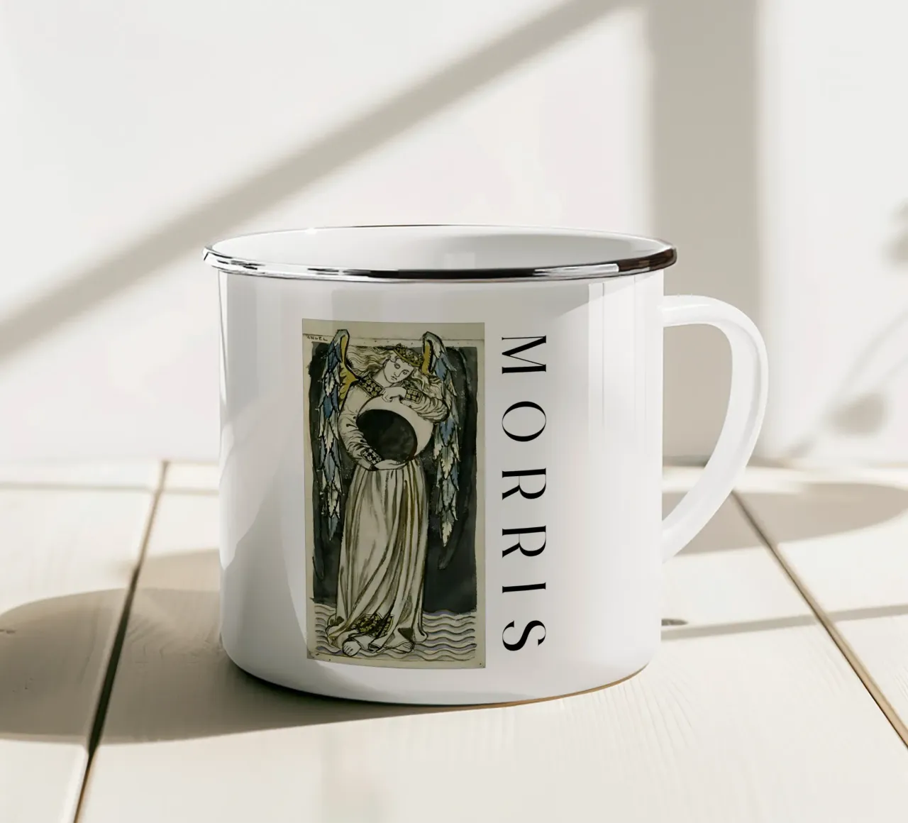 Angelo notturno con in mano una luna calante di William Morris tazza in smalto da careytowne1