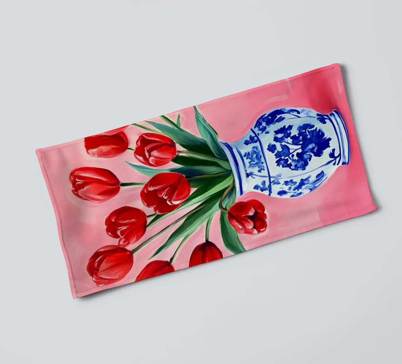 Red Tulips in vase towel by IamHomeStudio