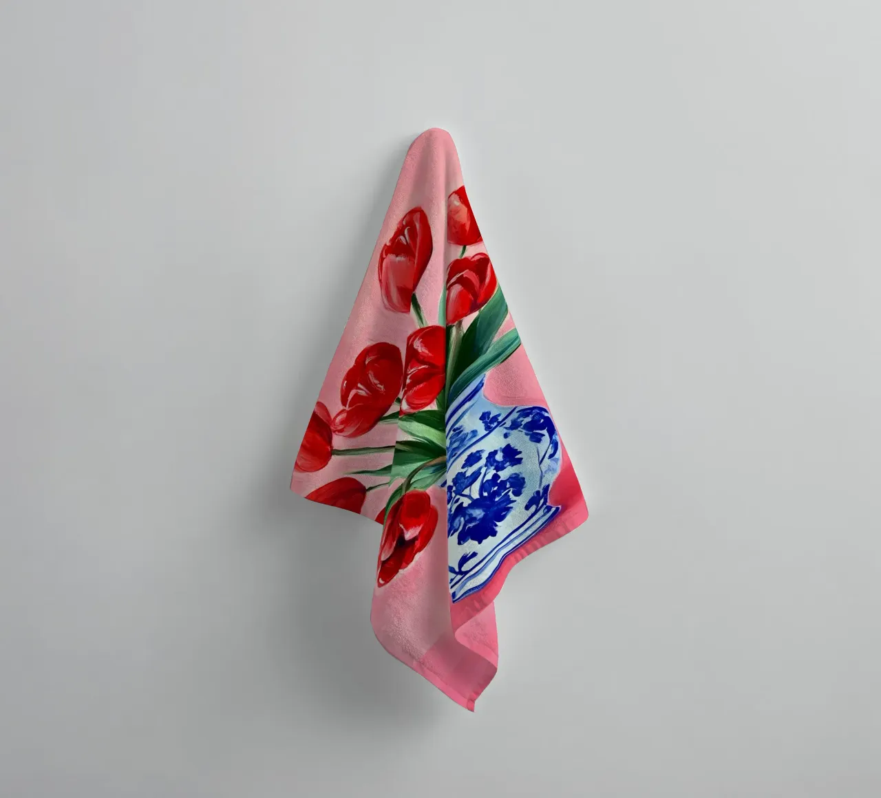 Red Tulips in vase towel by IamHomeStudio