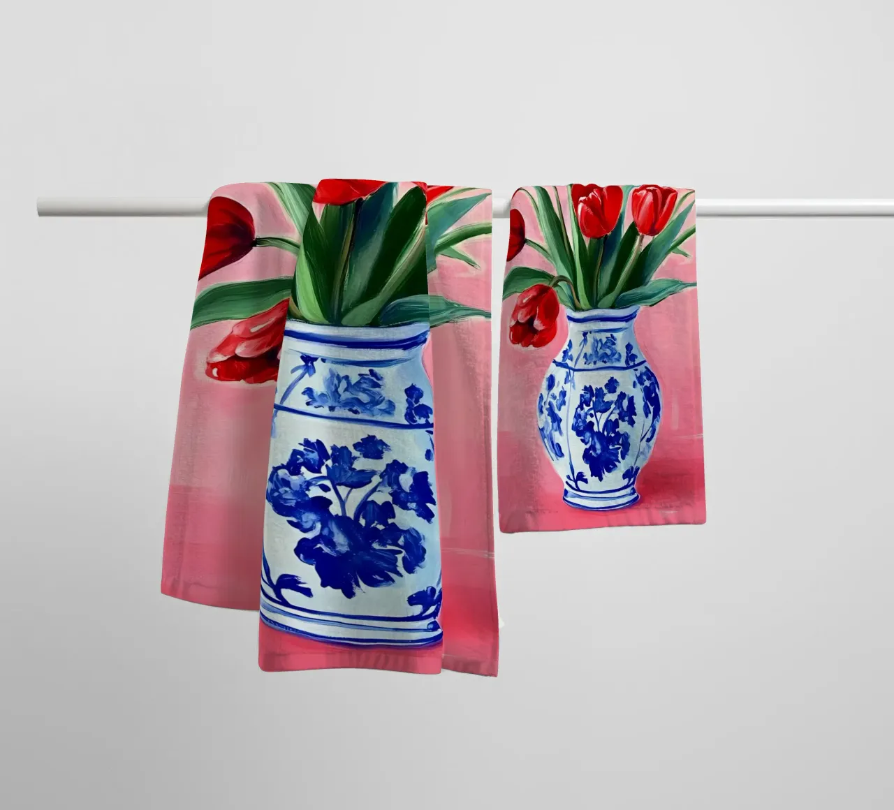 Red Tulips in vase towel by IamHomeStudio
