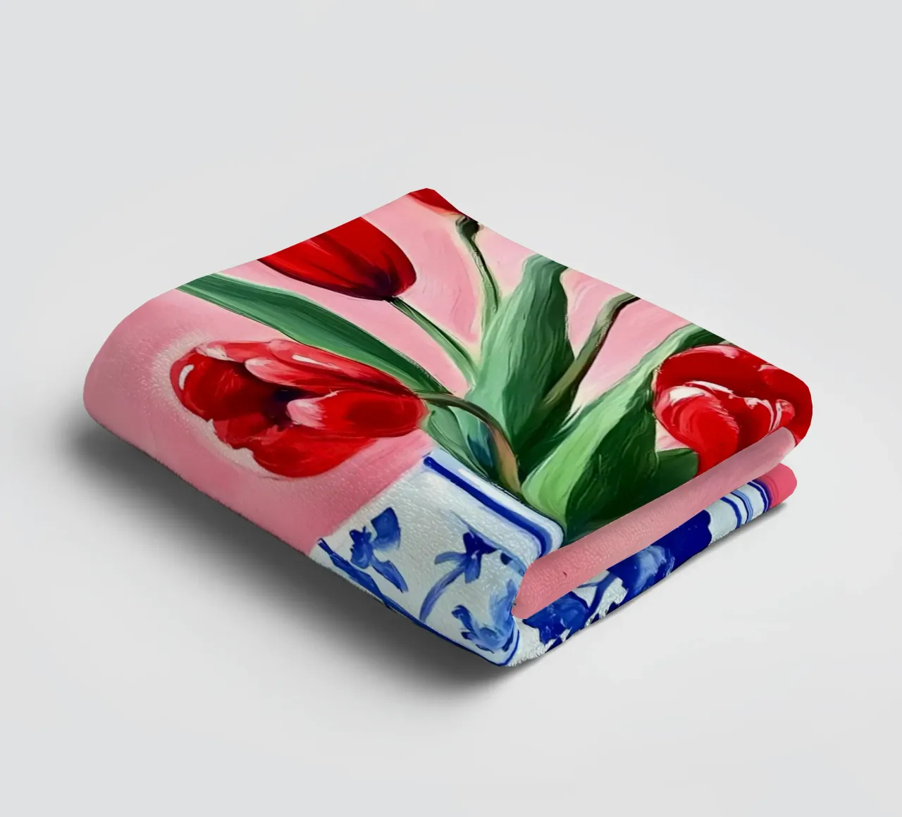 Red Tulips in vase towel by IamHomeStudio